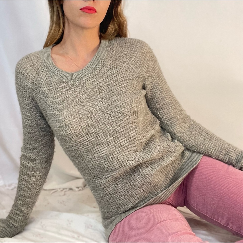 Theory Waffle Knit Alpaca Blend Knit in Gray